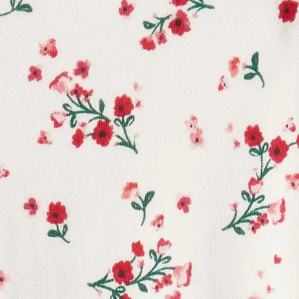 NEW! Carter’s Baby Girl Bow Floral Print Cotton Sleep & Play Pajamas 9M